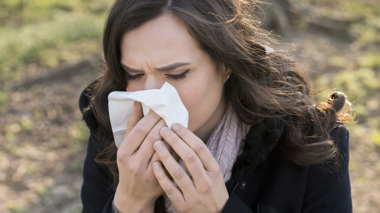 Young woman with cold