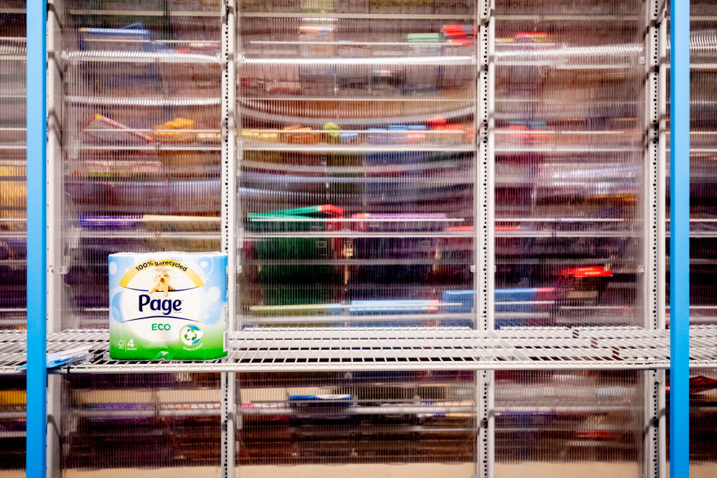 Empty shelves at a supermarket as Dutch people are hoarding