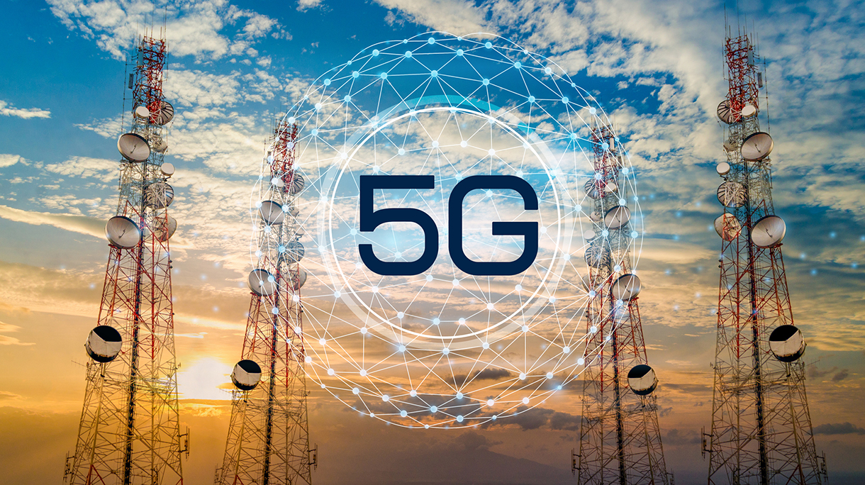 5G Telecommunication tower antenna in morning sky Evening sky