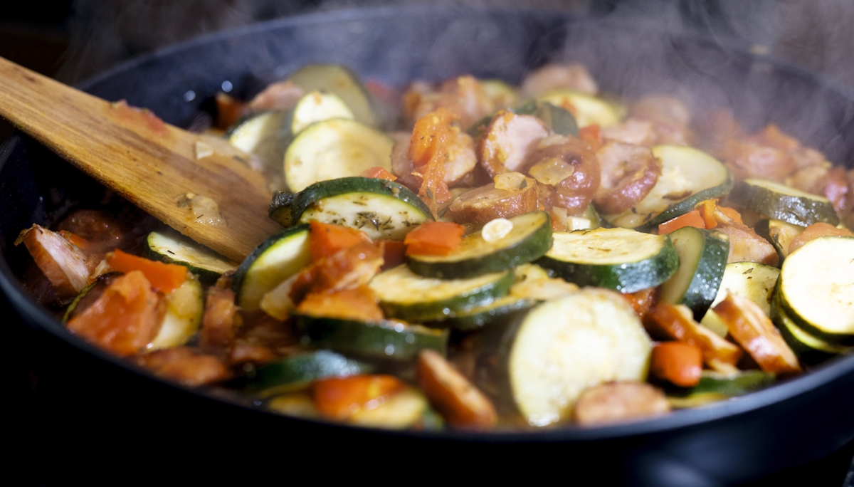Letcho, stew with courgette and sausages