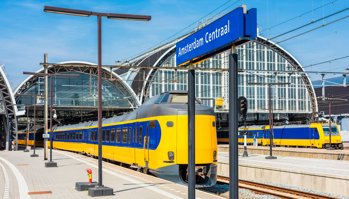 Trains Stationed on Amsterdam Central Railway Station