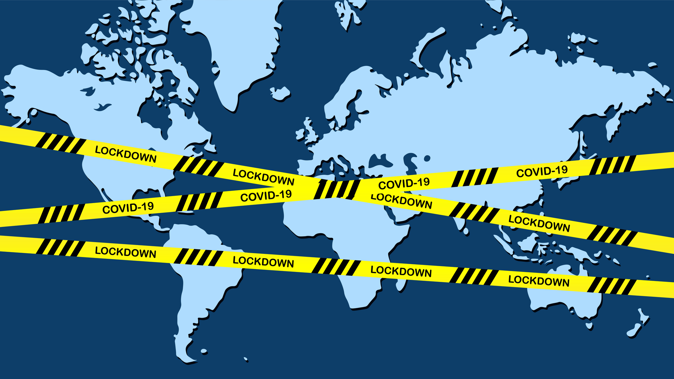 all the world Lock down and stay at home with cross line. lock down and Physical Distancing to avoid spreading the virus covid-19. world locked down.