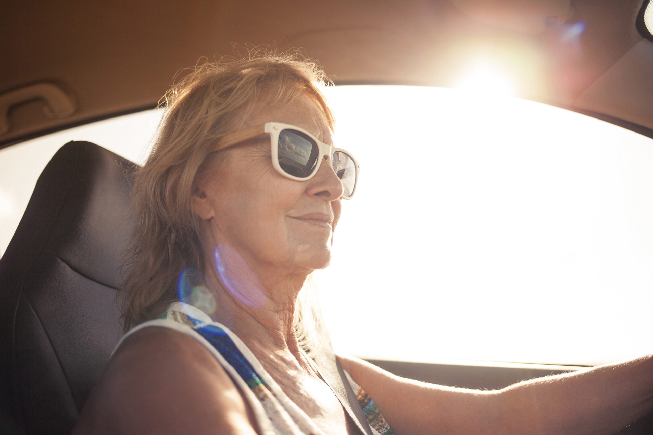 Woman driving a car