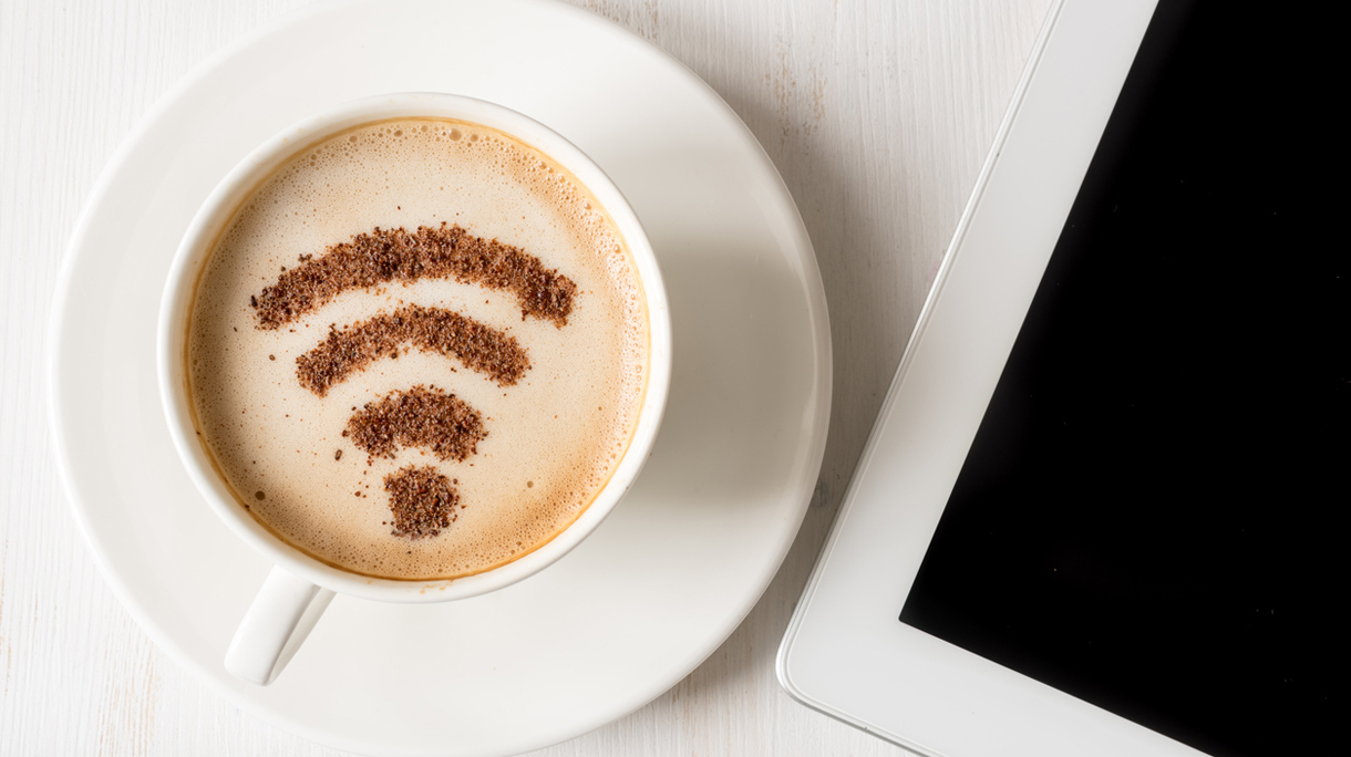 WiFi symbol made of cinnamon as coffee decoration