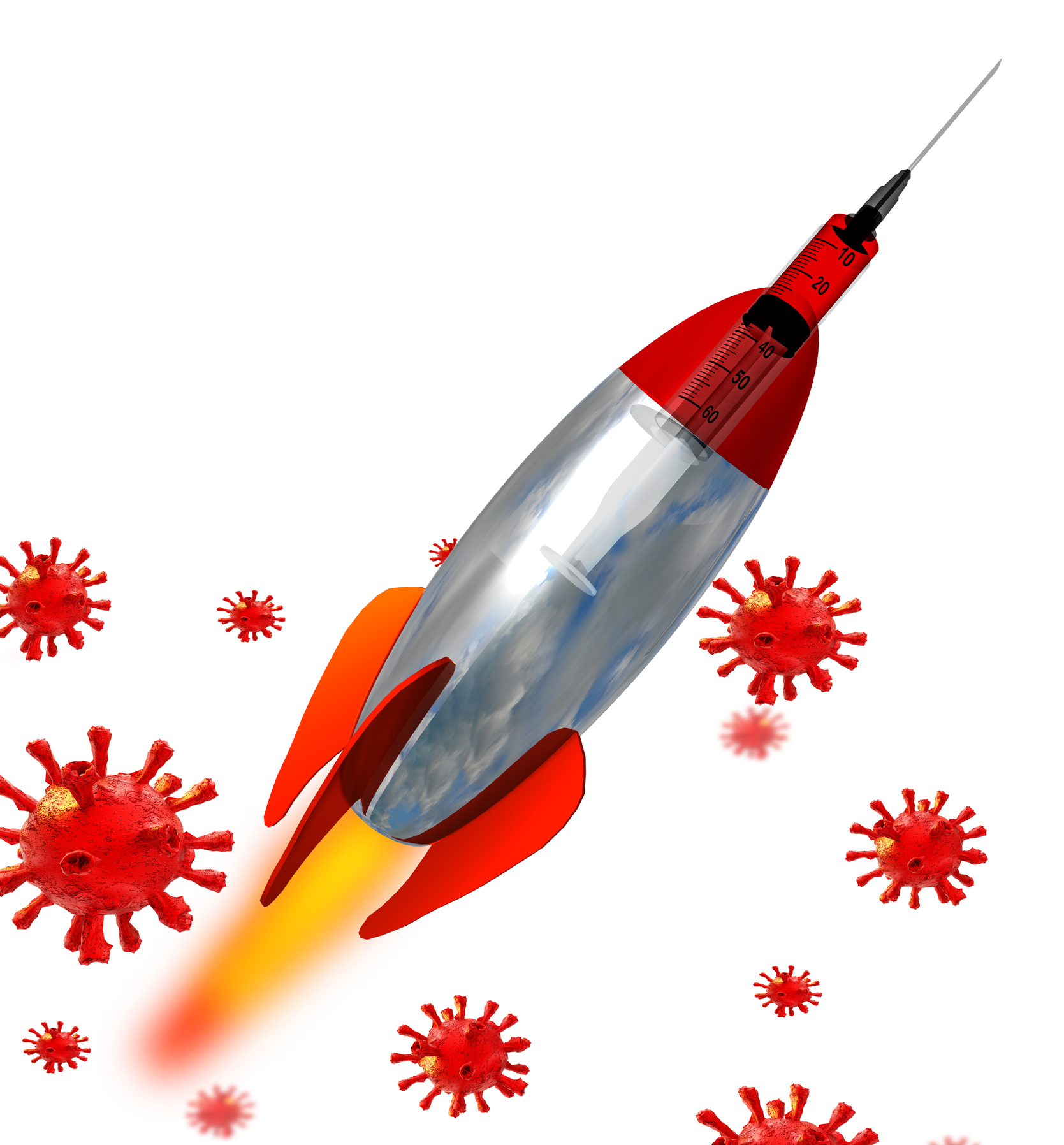 vaccine vaccination missile sputnik v coronavirus covid-19 virus  – 3d rendering