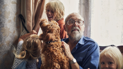 Grandfather spending time with his family
