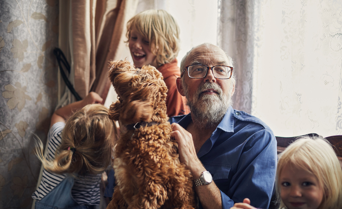 Grandfather spending time with his family