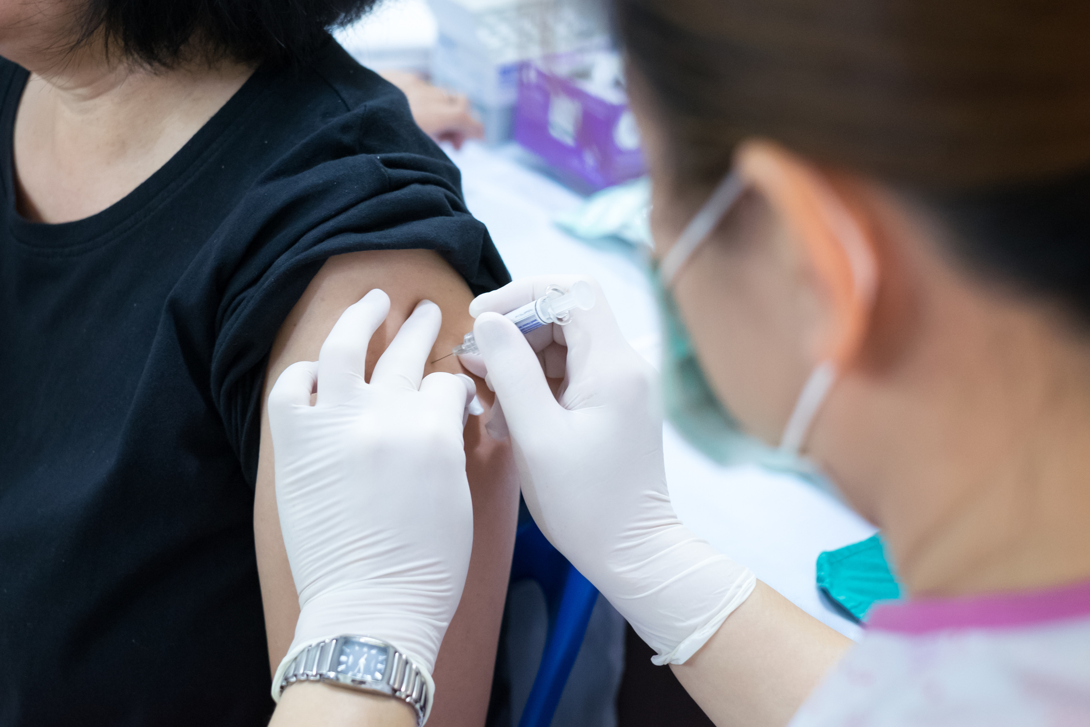 Medical vaccine in shoulder