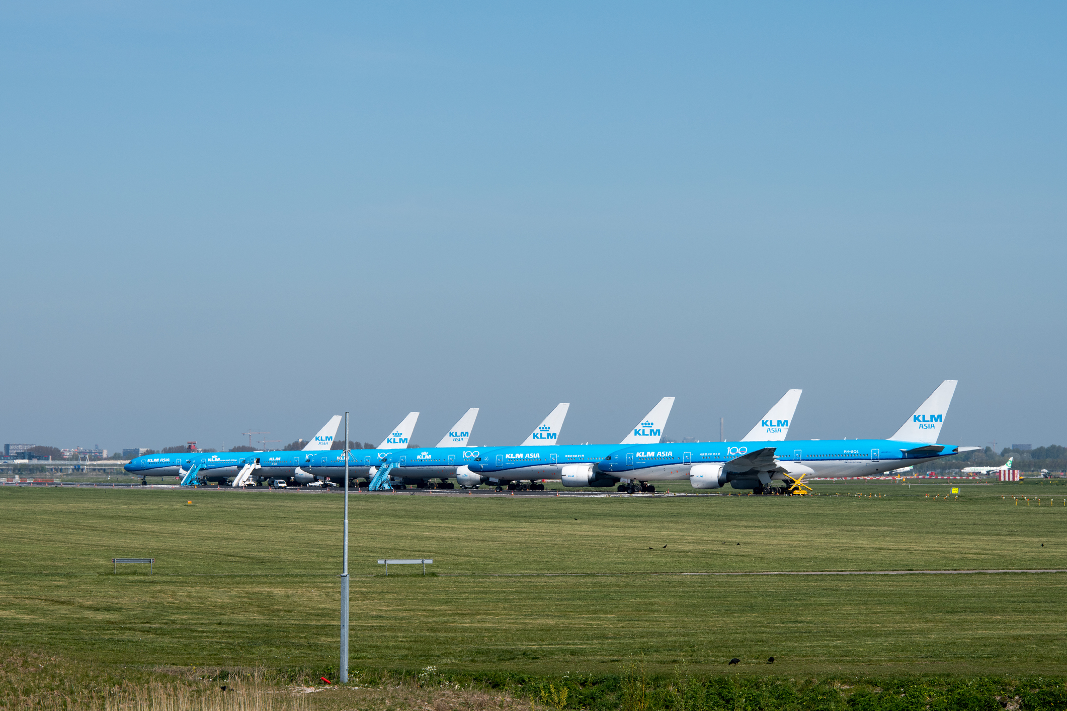 Part of the KLM fleet parked due to Corona crisis