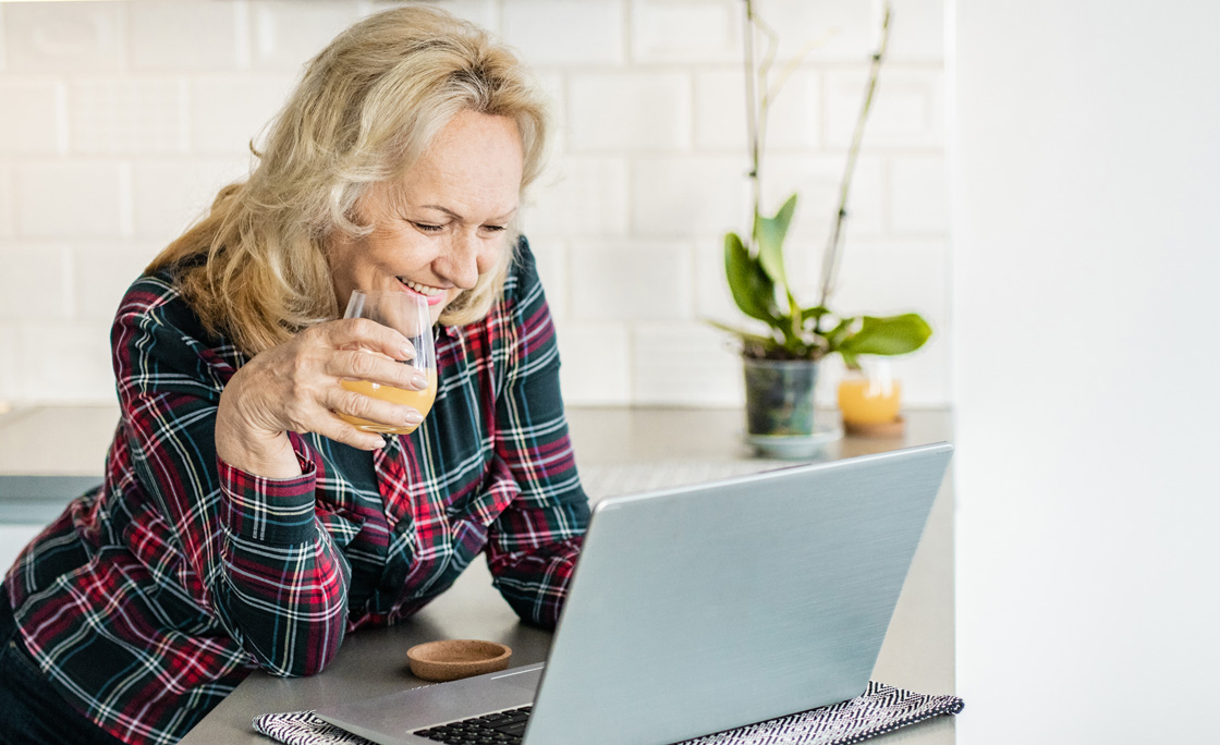 Senior woman using technology