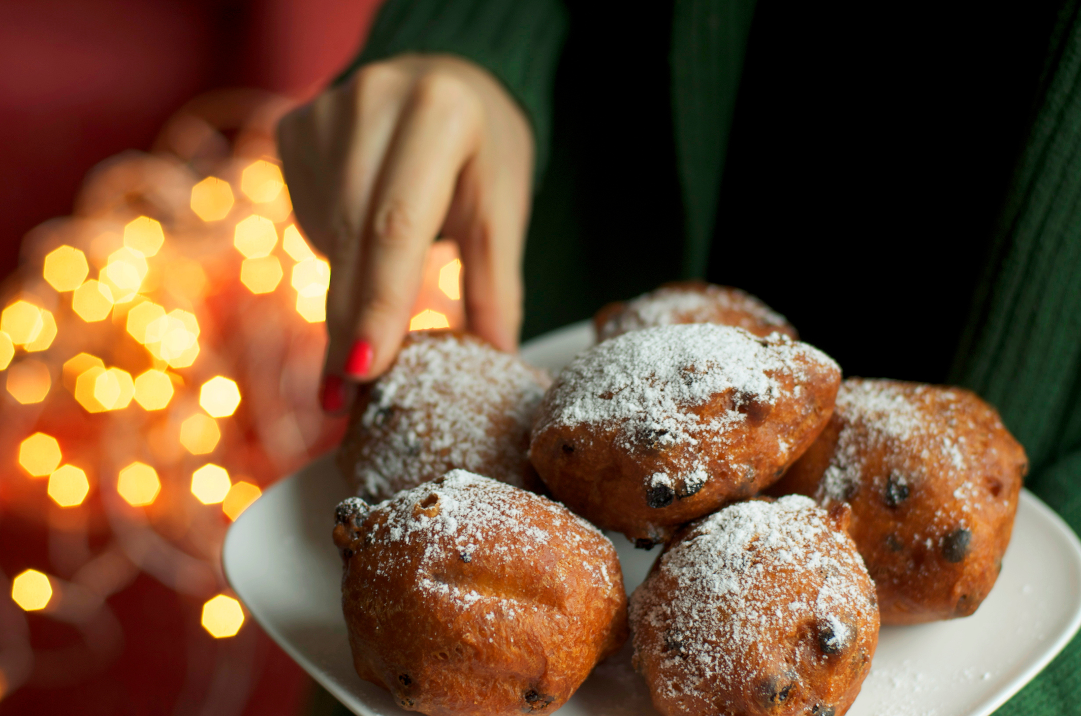 Traditional dutch oliebollen donuts