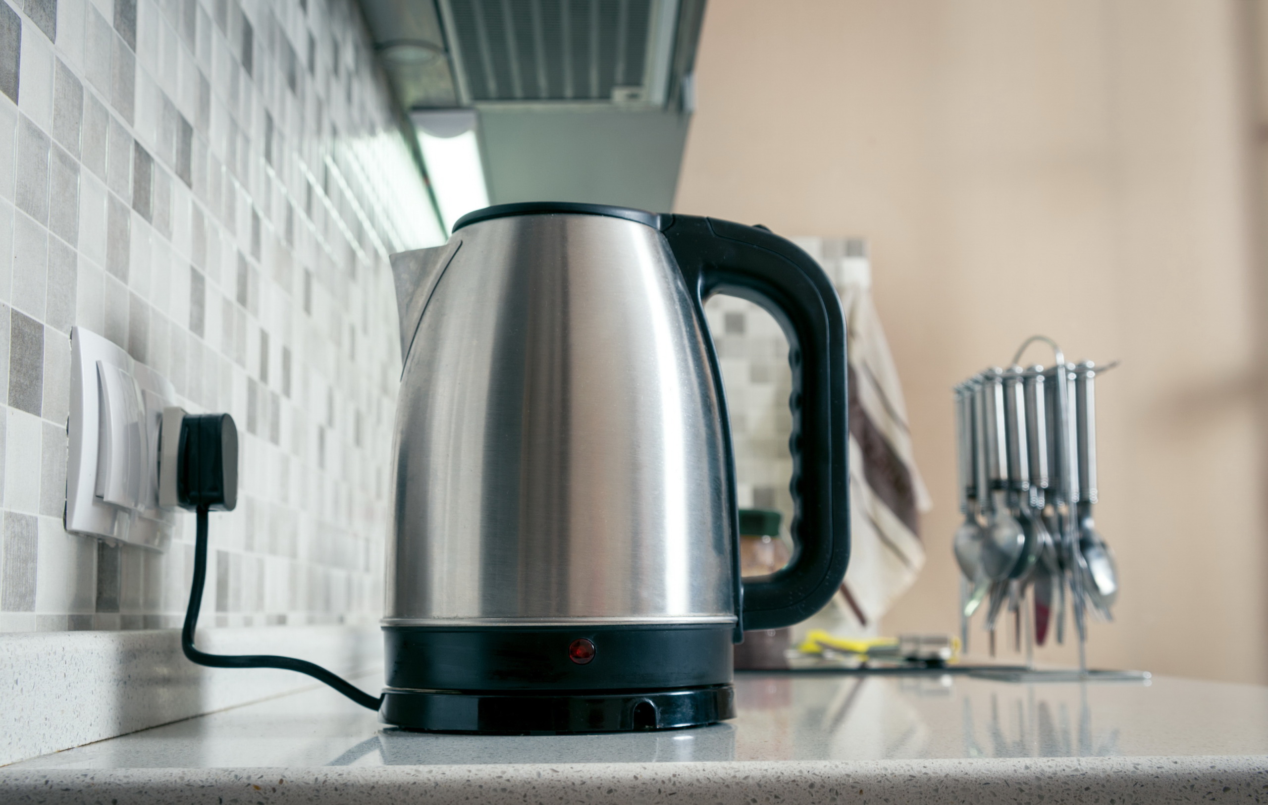 Close-Up Of Kettle On Kitchen Counter