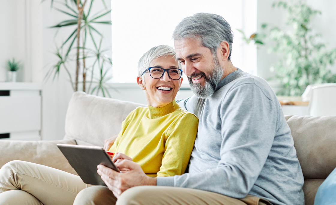 senior couple happy tablet computer love together