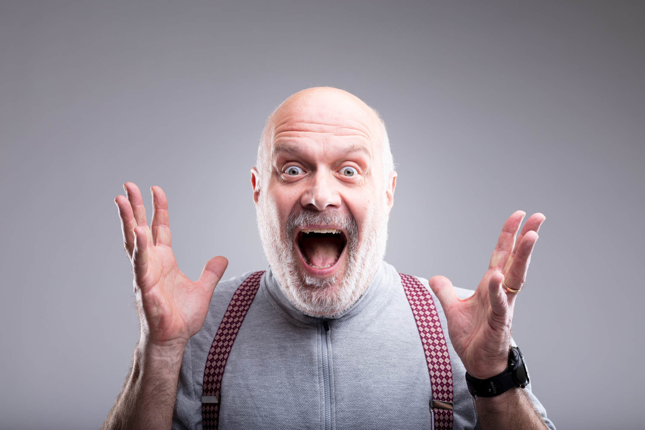 exaggerated surprise of an old man