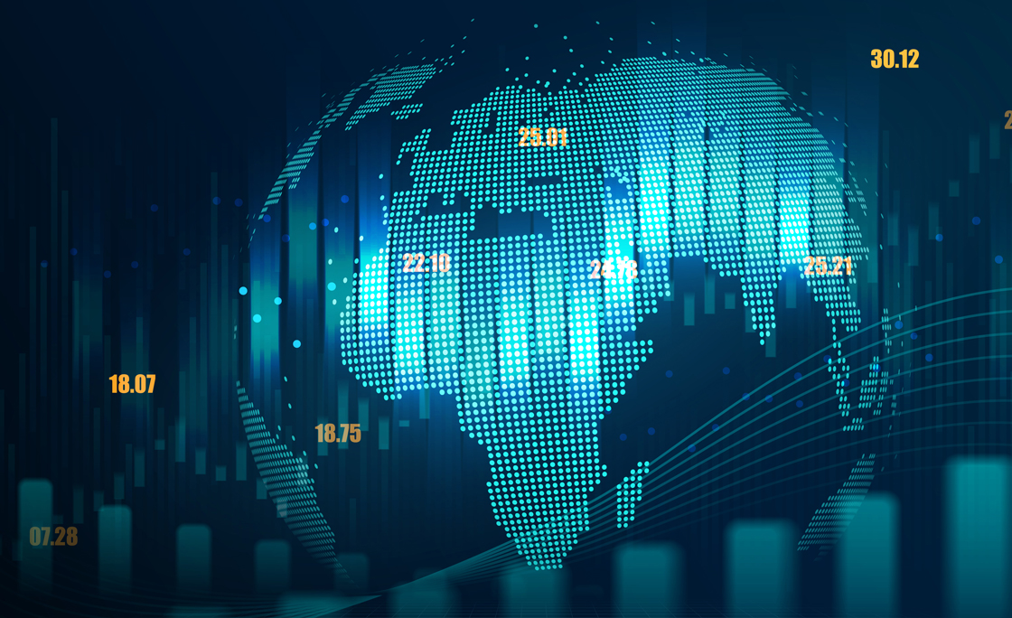 futuristic concept of global network suitable for world financial technology Economic trends