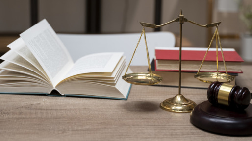 Justice Scales and wooden gavel. Justice concept