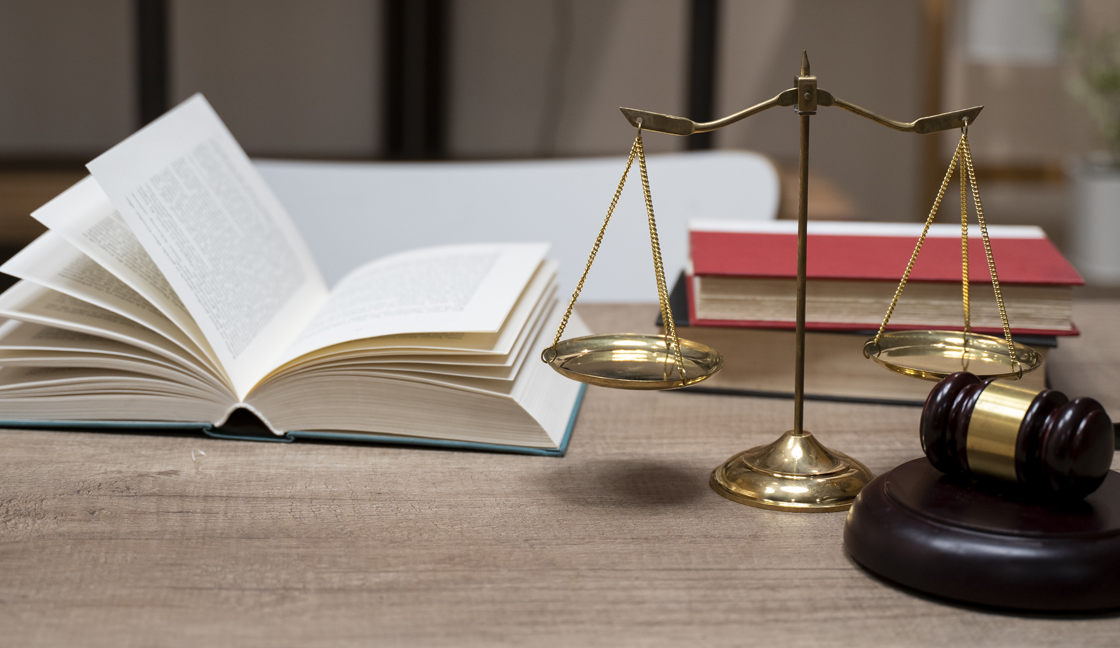 Justice Scales and wooden gavel. Justice concept