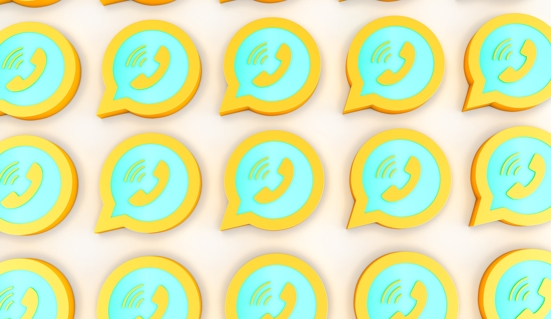 3d rendering  of whatsapp golden logos isolated on white background