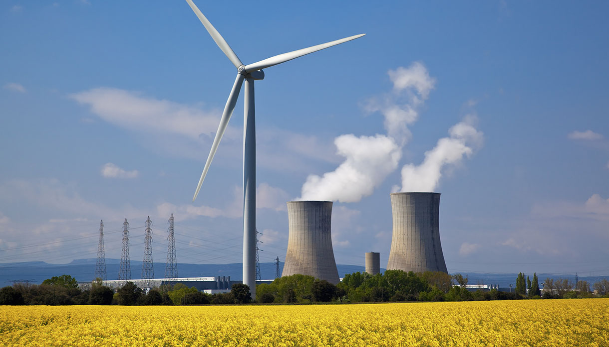 Nuclear station and wind turbine