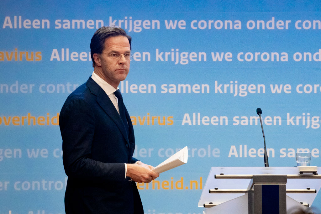 Dutch Prime Minister, Mark Rutte arrives at a press