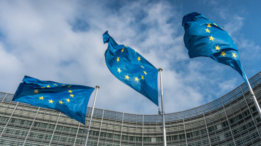 European Union flags at Berlaymont building