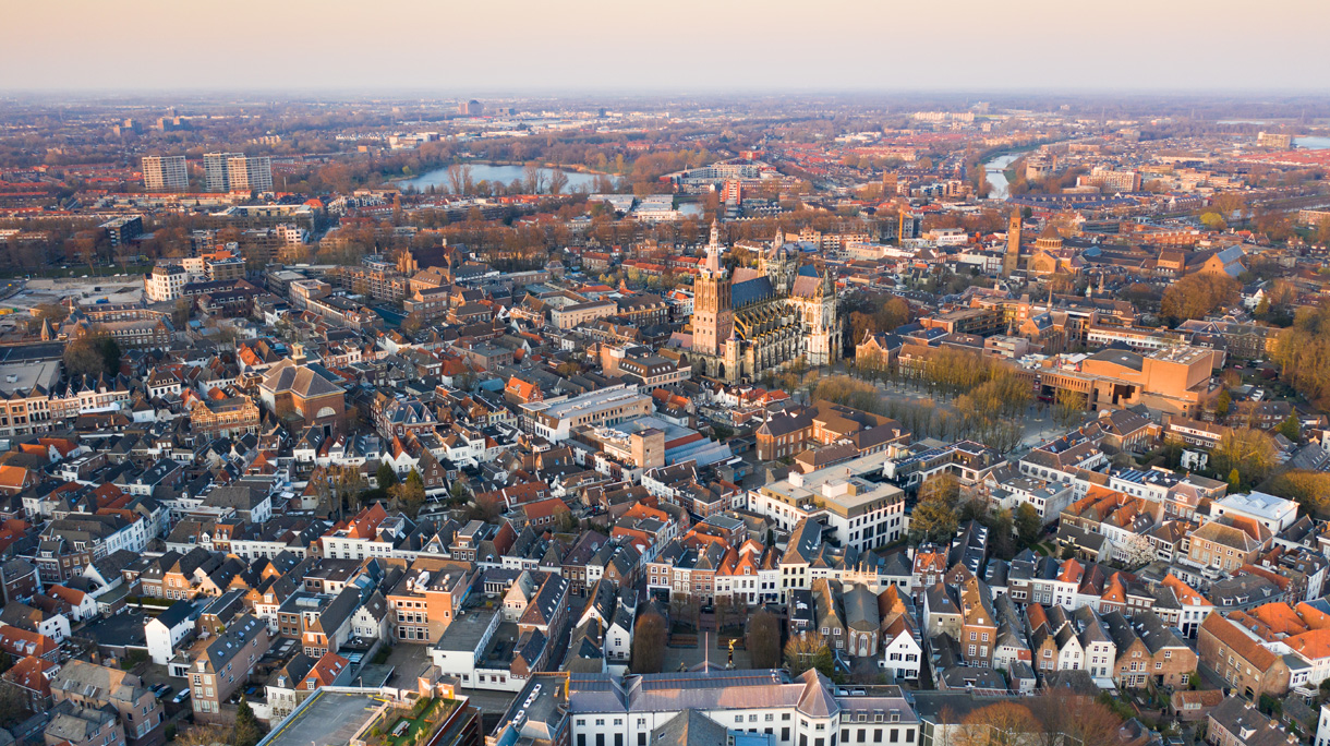 The old city center of Den Bosch seen from above