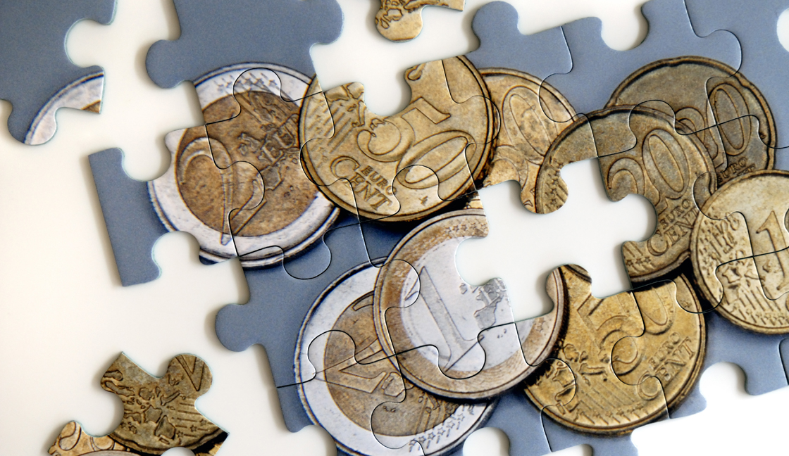 Puzzle with euro coins