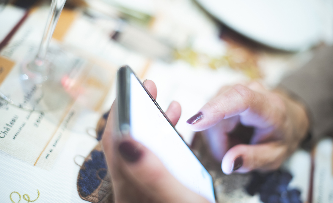 Adult woman with smartphone