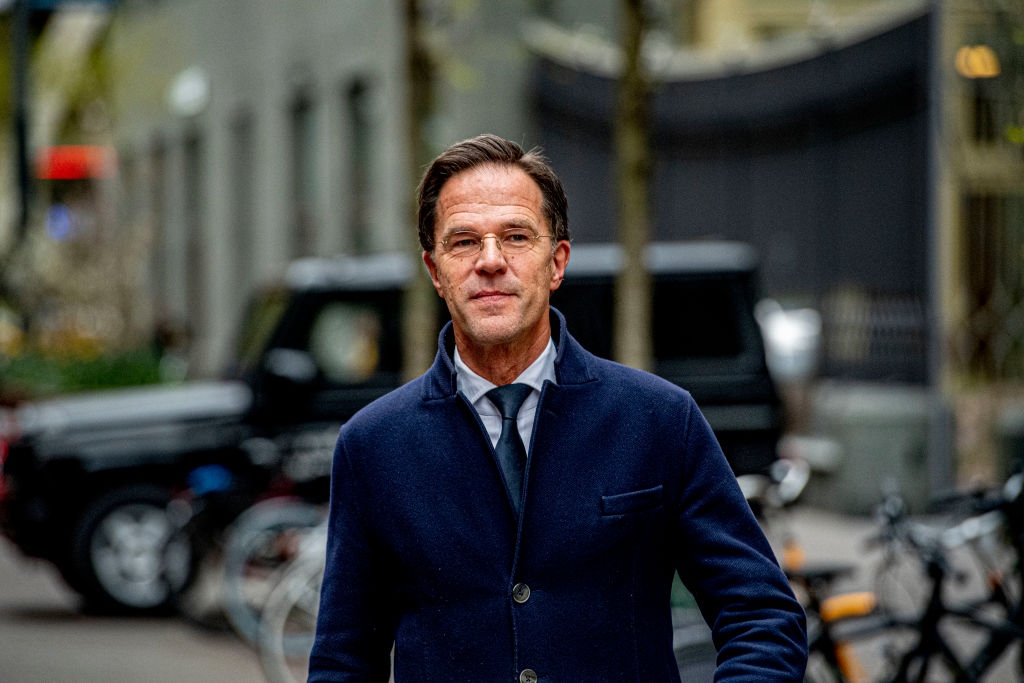 Prime Minister, Mark Rutte walks after a meeting of the