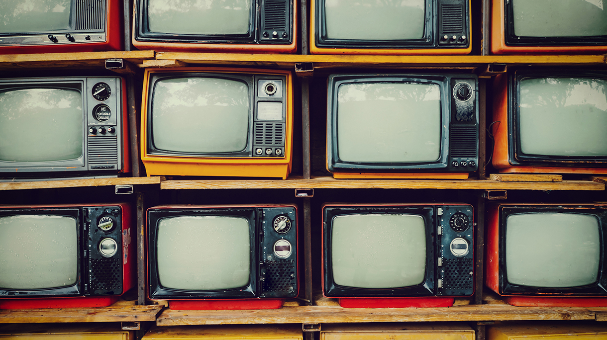 Full Frame Shot Of Old Television Sets