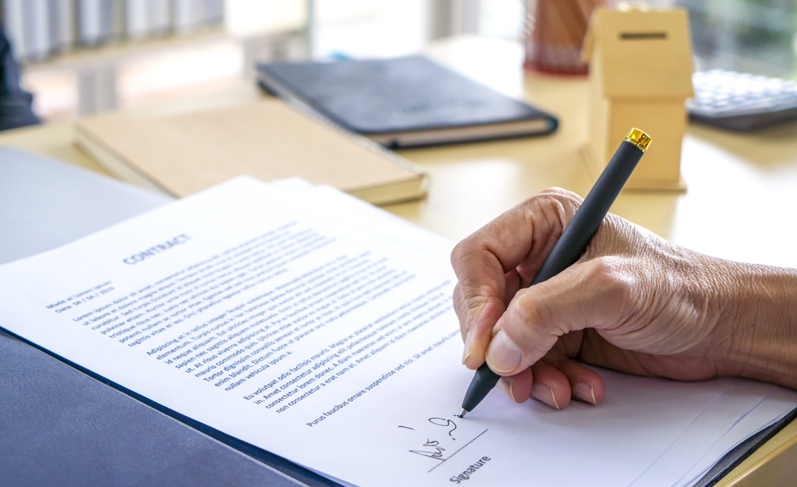 Signing Official Document Or Contract.