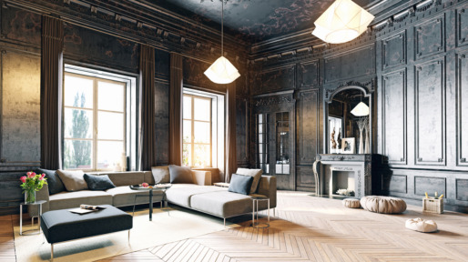 black living room