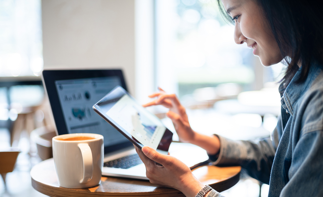 business report on digital tablet