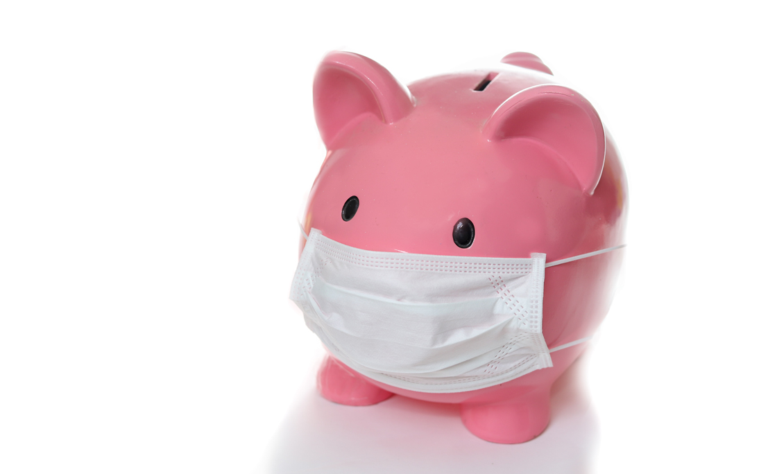 Piggy Bank wearing protective mask