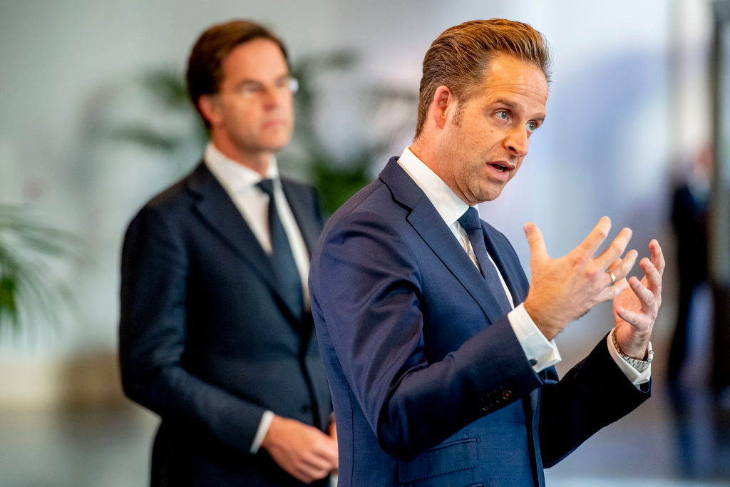 Prime Minister Mark Rutte and Hugo de Jonge discuss about coronavirus crisis in The Hague, Netherlands