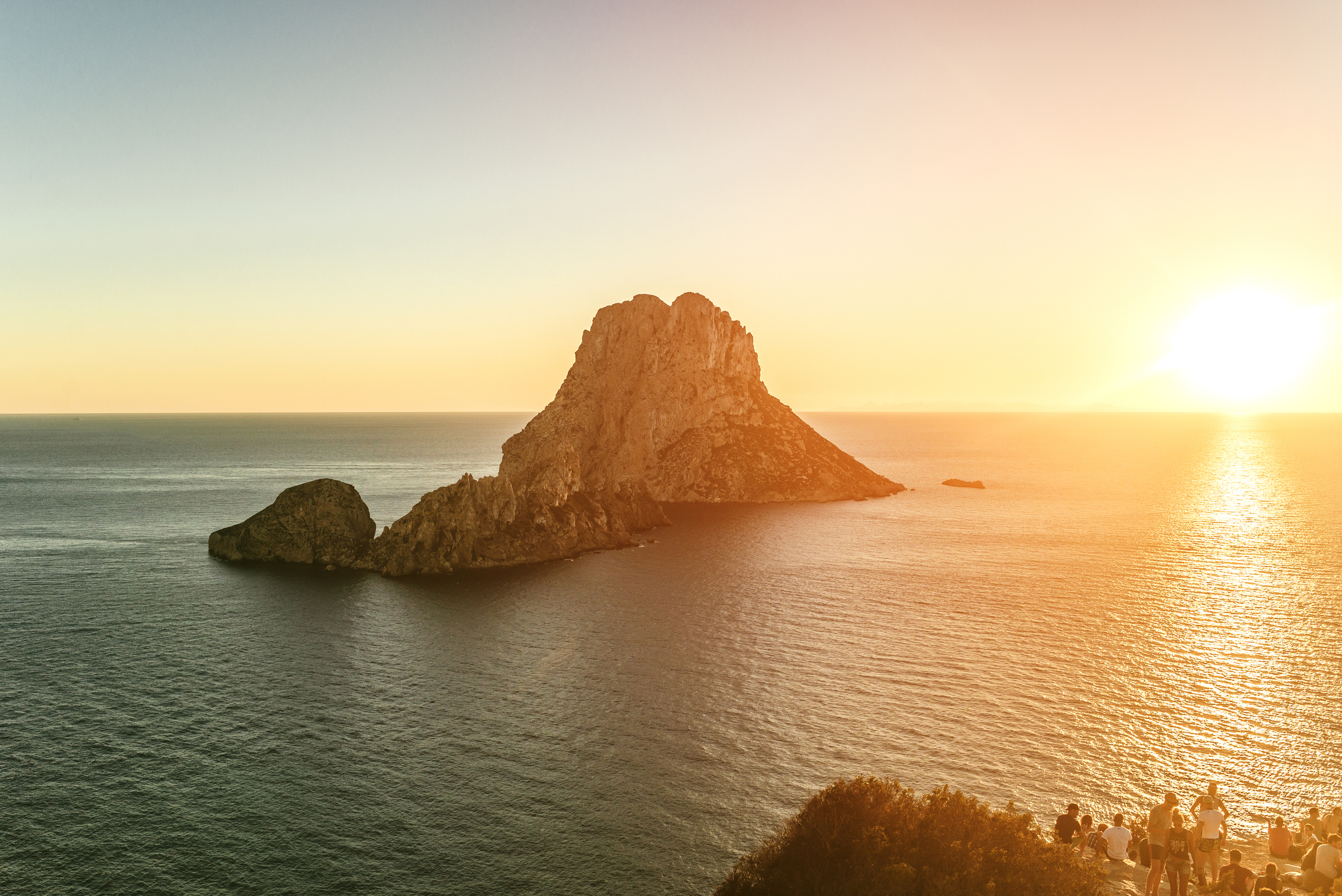 Landscape of Es Vedra at sunset, in Ibiza.