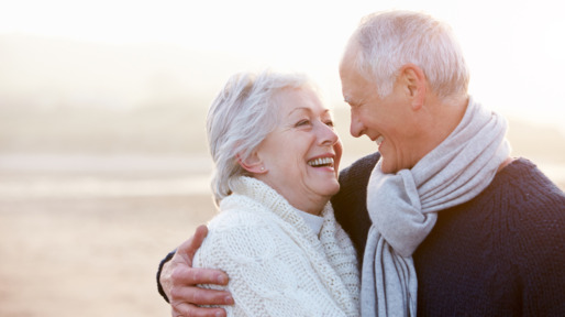 Romantic Senior Couple On Winter Beach