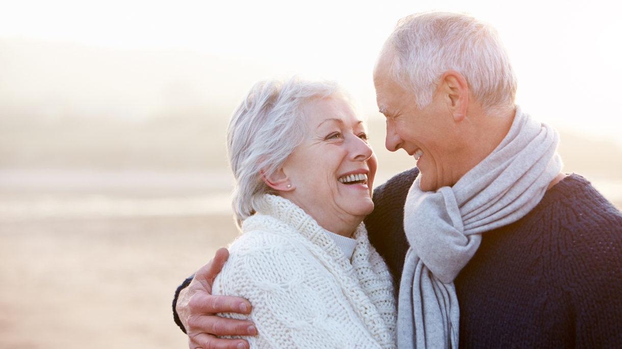 Romantic Senior Couple On Winter Beach