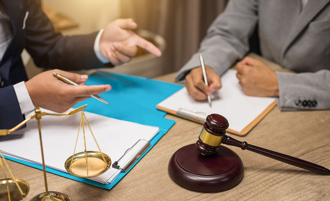 Judge lawyer gavel work in office with balance in law firm concept