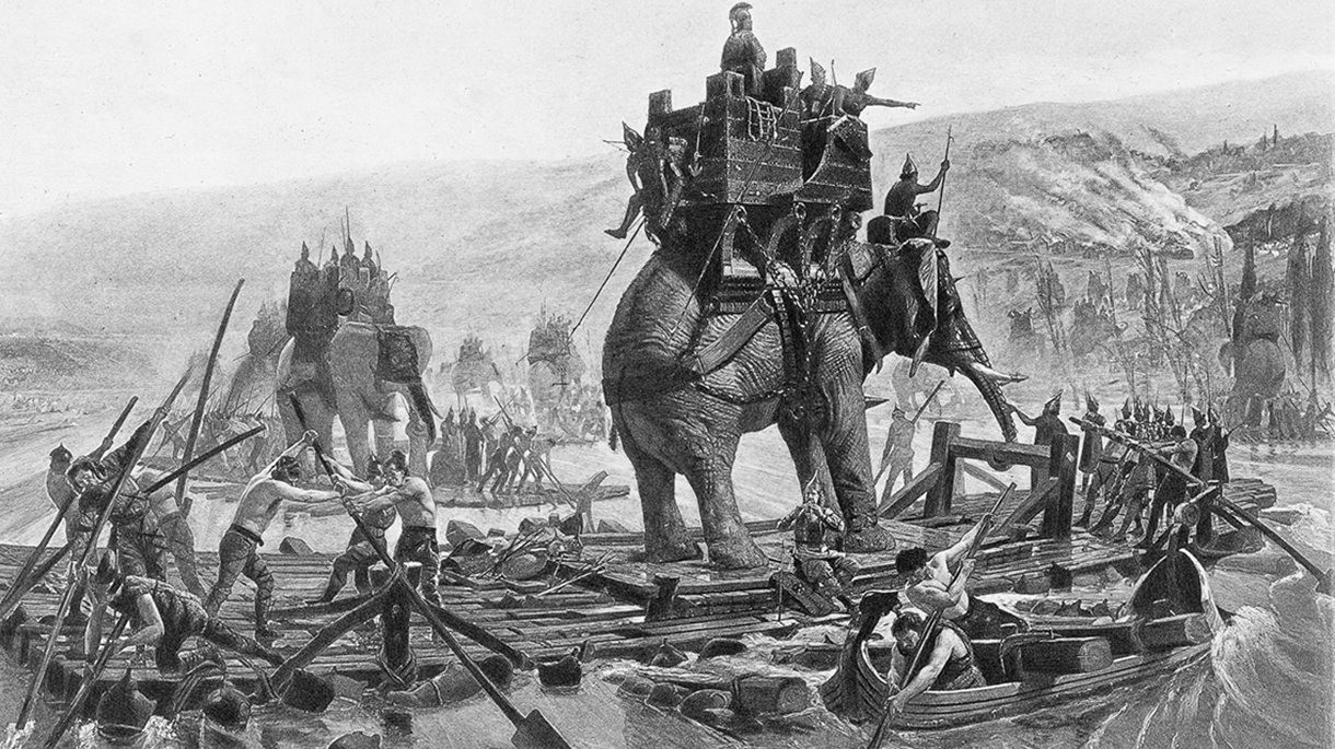 Hannibal crossing the Rhone engraving 1894