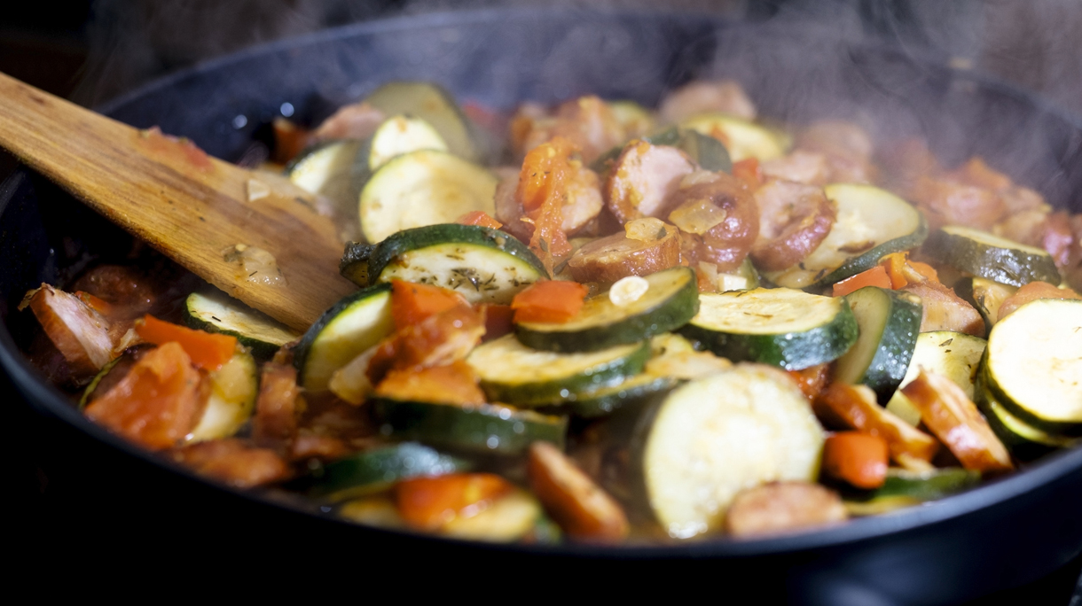 Letcho, stew with courgette and sausages