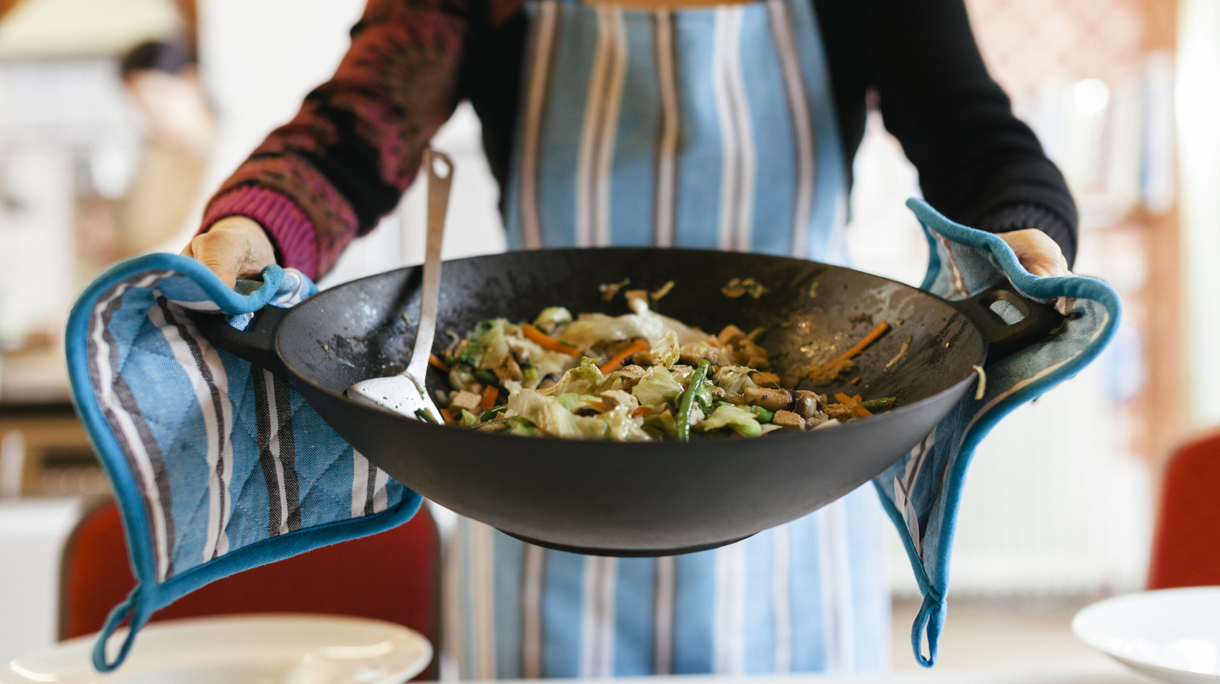 Cooking Wok filled with a steamy dish