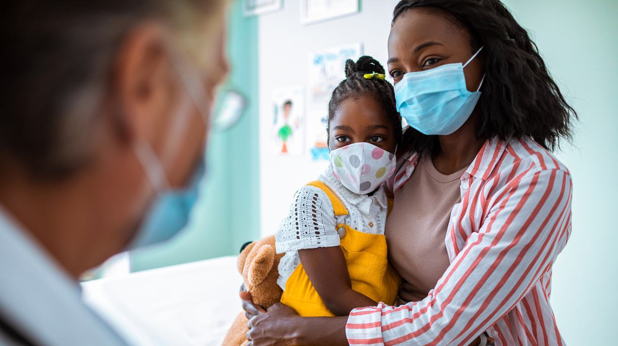 Mother and daughter at the pediatric office