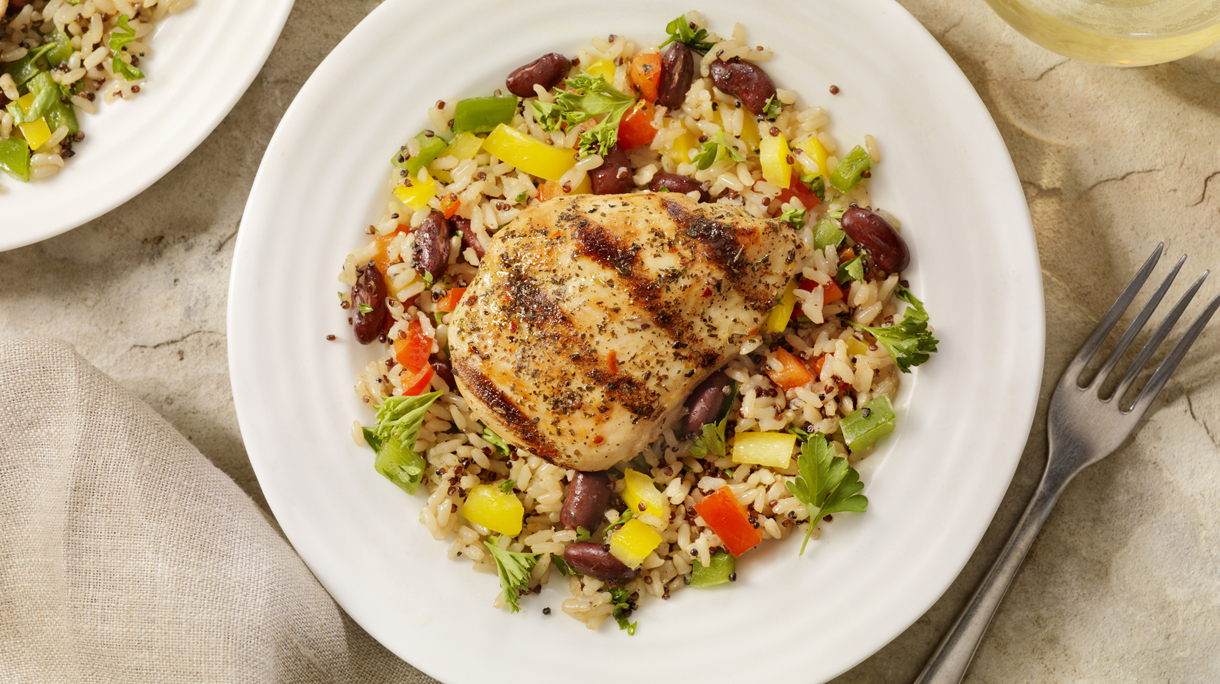 Grilled Chicken with Quinoa and Brown Rice Salad
