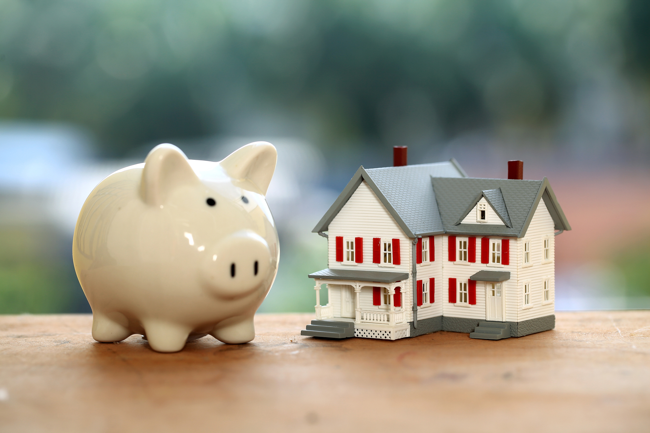 Piggy bank and miniature house,Close up