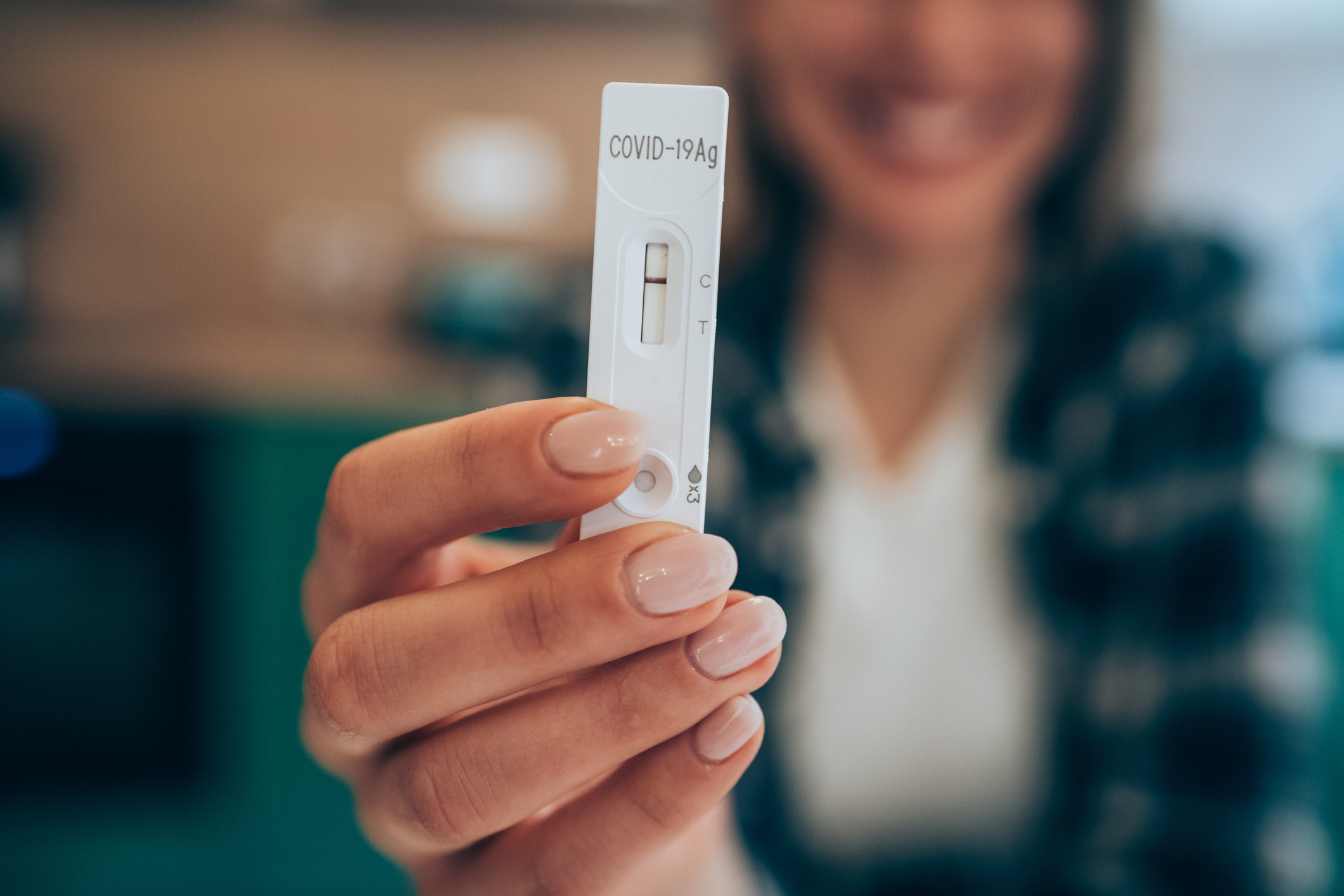 Negative test result by using rapid test device for COVID-19.