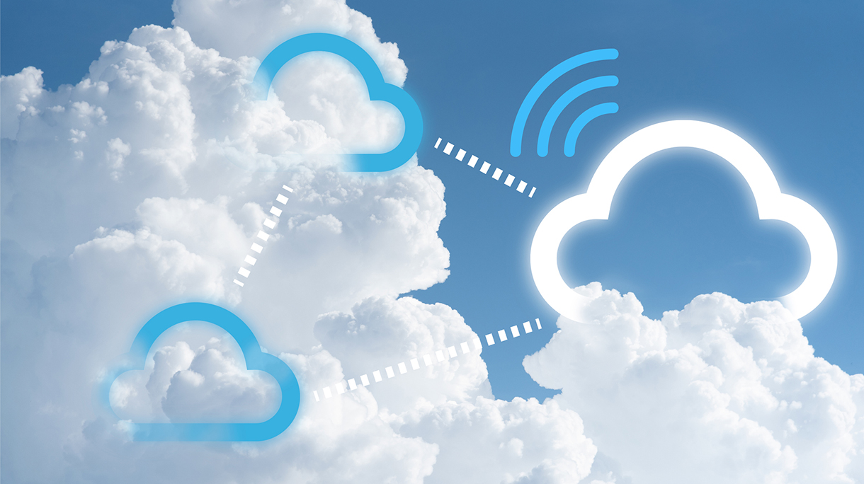 Infographic of cloudscape reflect to modern multi-cloud technology.