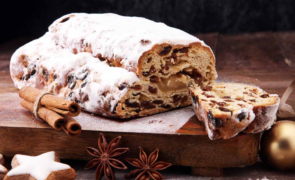 Christmas stollen and cookies. Traditional German festive baking.
