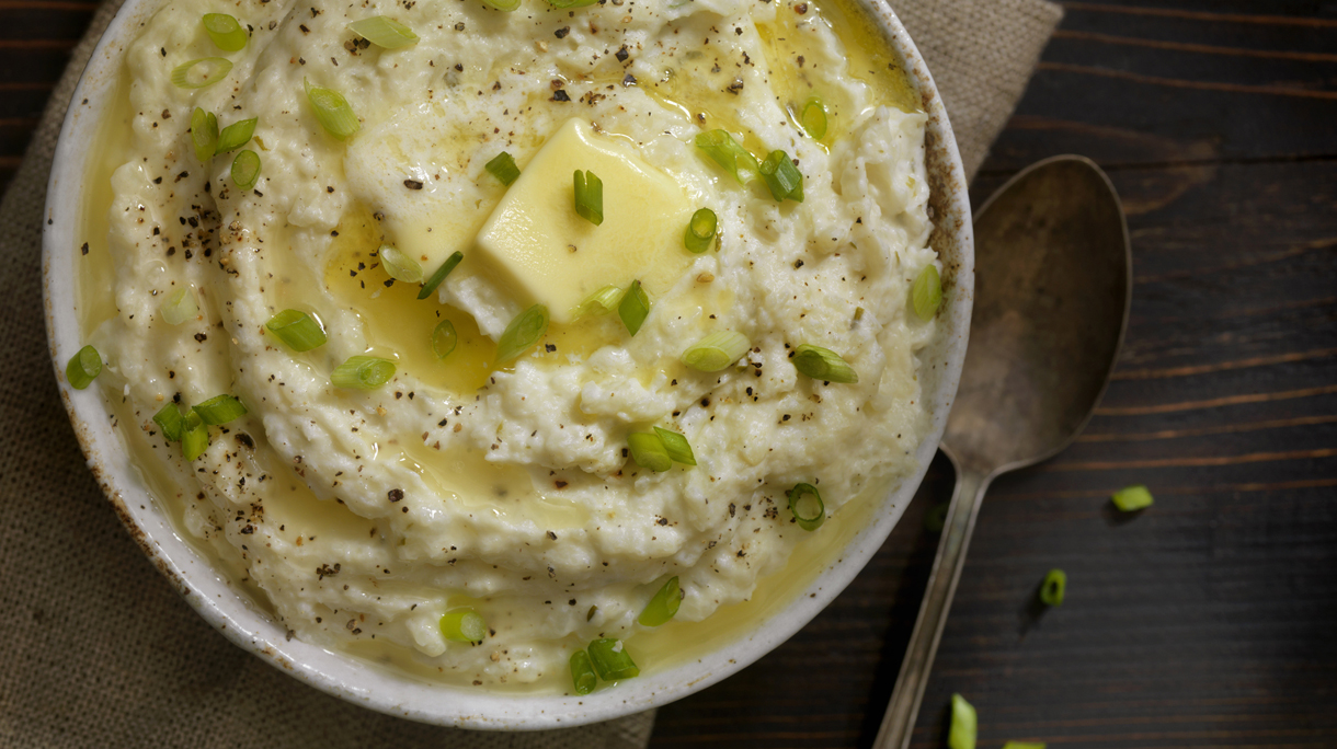 Creamy Mashed Cauliflower with Melted Butter
