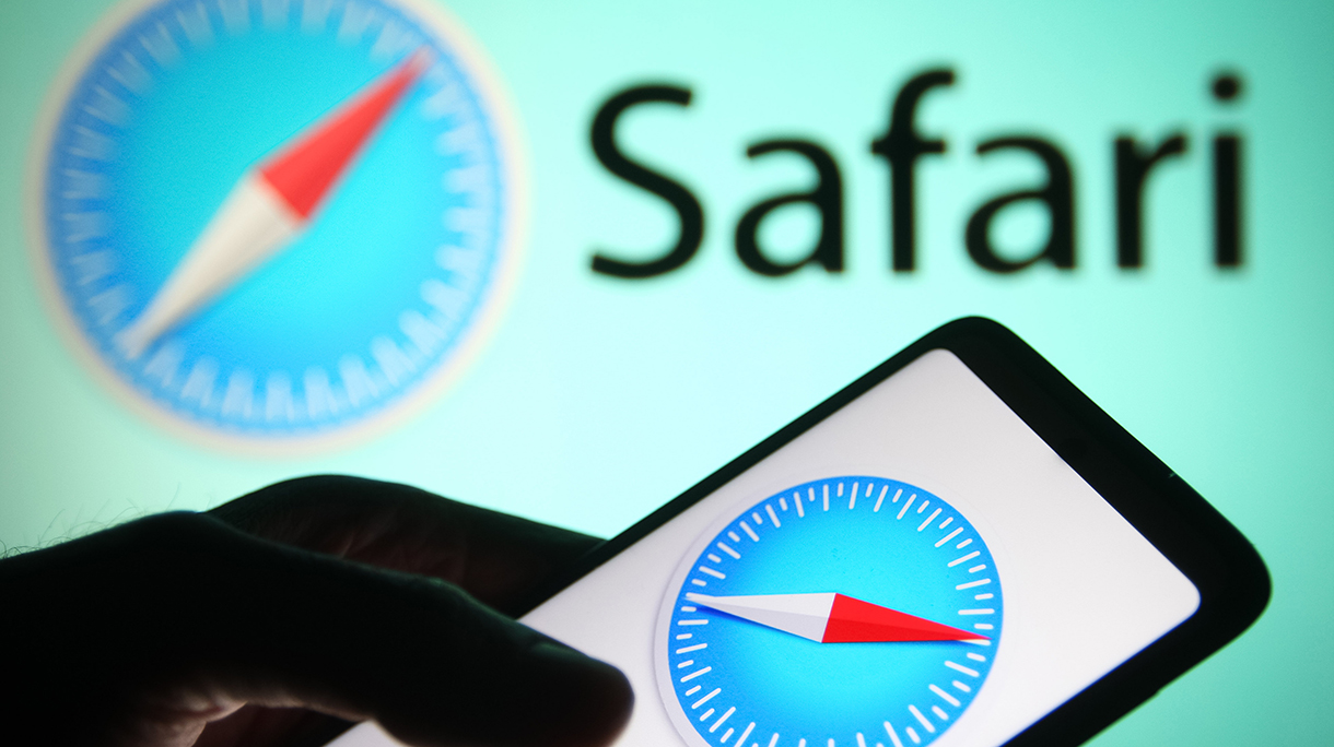 In this photo illustration, a Safari logo a web browser